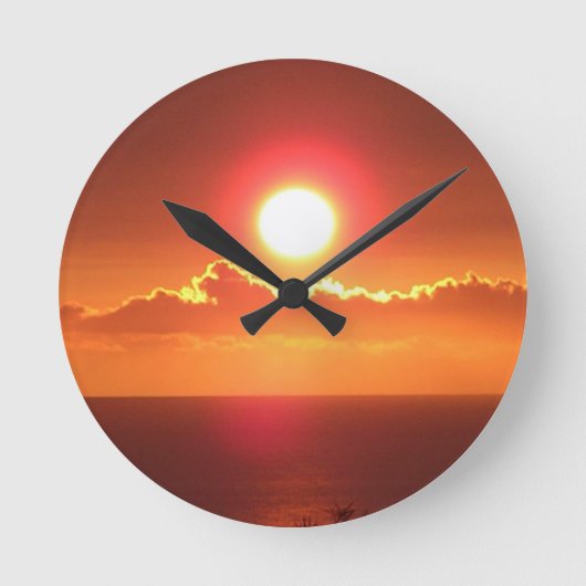 Horloge murale du ciel de coucher de soleil orange (Recto)