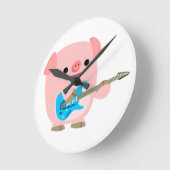 Horloge murale du cochon de dessin mignon Rockin (Angle)
