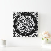 Horloge murale du code QR - Bac d'art et blanc (Maison)
