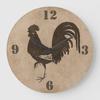 Horloge murale du coq rustique Brown