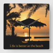 Horloge murale du coucher de soleil sur la plage t (Recto)