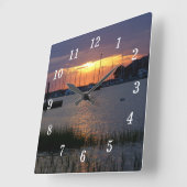 Horloge murale du coucher du soleil de la rivière  (Angle)