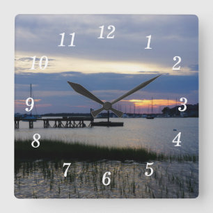 Horloge murale du coucher du soleil du port