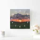 Horloge murale du coucher du soleil sur la ligne (Maison)