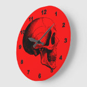 Horloge murale du crâne, Rouge (Angle)