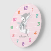 Horloge murale du Décor de renard rose (Angle)