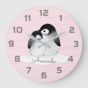 Horloge murale du Décor rose Gray Penguin