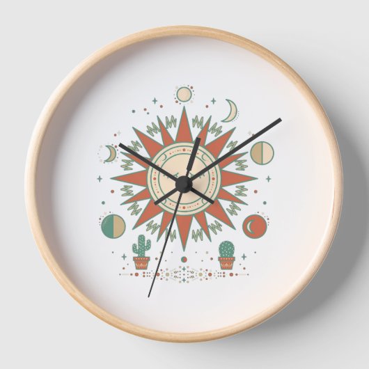 Horloge murale du désert céleste - Cactus Soleil L (Recto)