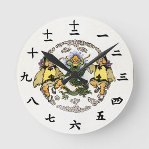 Horloge murale du dragon japonais, amusant dans le