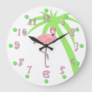 Horloge murale du Flamant rose rose amusant