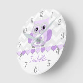 Horloge murale du hibou gris pourpre (Angle)