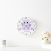 Horloge murale du hibou gris pourpre (Maison)