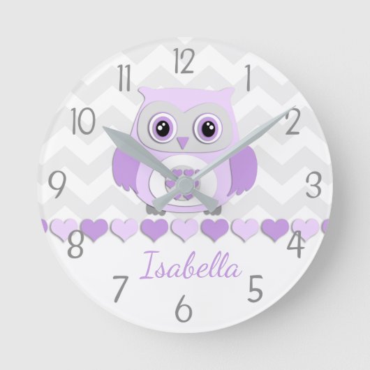 Horloge murale du hibou gris pourpre (Recto)