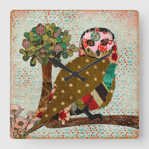 Horloge murale du hibou rose