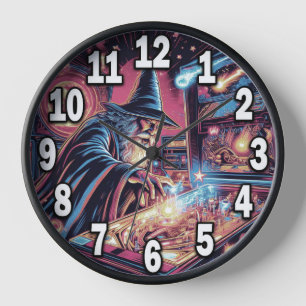 Horloge murale du joueur de pinball avec cadre en