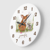 Horloge murale du lapin de cerf d'animaux de bois (Angle)