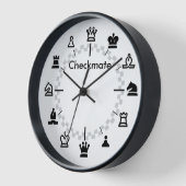 Horloge murale du matchs - damier blanc (Angle)