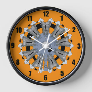 Horloge murale du moteur radioélectrique 9 cylindr