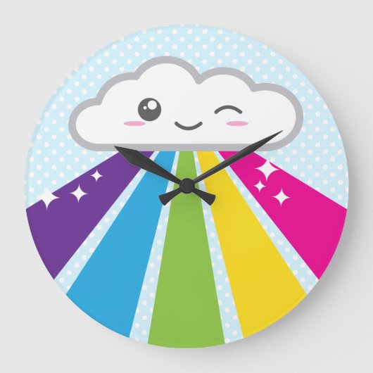 Horloge murale du nuage Kawaii et de l'arc en ciel (Recto)