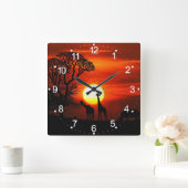 Horloge murale du paysage africain (Maison)