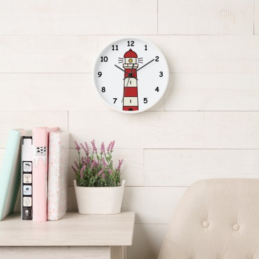 Horloge murale du phare rouge et blanc (Salle de lecture)