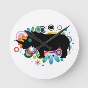 Horloge murale du Rhino Abstrait