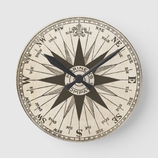 Horloge murale du Rose vintage Compass (Recto)
