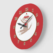 Horloge murale du singe de bloc (rouge) (Angle)