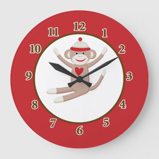 Horloge murale du singe de bloc (rouge) (Recto)