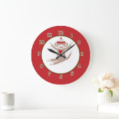 Horloge murale du singe de bloc (rouge) (Maison)