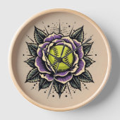 Horloge murale du softball violet (Recto)