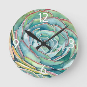 Horloge murale Echeveria bleue