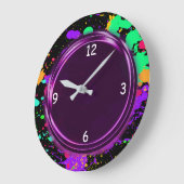 Horloge murale effet néon, aspect métallisé, viole (Angle)