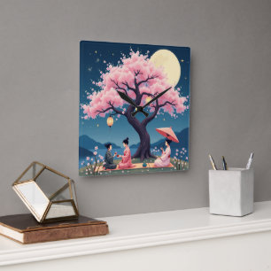 Horloge murale élégante à fleurs de cerisier Hanam