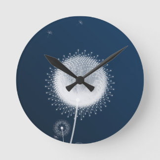 Horloge murale élégante à motif de pissenlit bleu