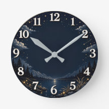 Horloge murale élégante de montagne et de lac sous