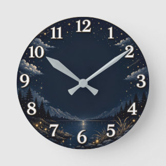 Horloge murale élégante de montagne et de lac sous