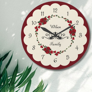Horloge murale élégante en forme de rose, cadeau d