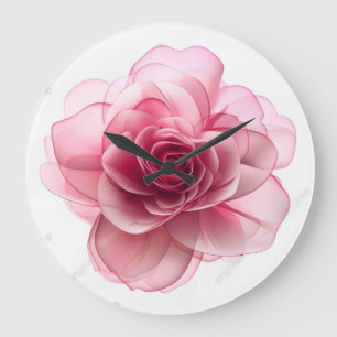 Horloge Murale Élégante Fleur Rose – Design Floral