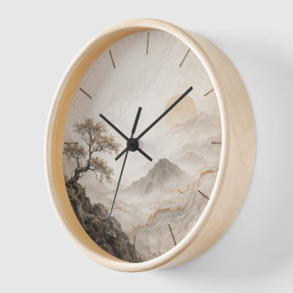Horloge murale élégante paysage de montagne - Natu