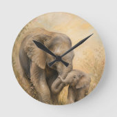 Horloge murale éléphant mère et bébé | (Recto)