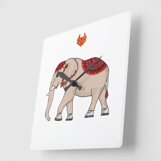 Horloge murale éléphant thaïlandais. (Angle)