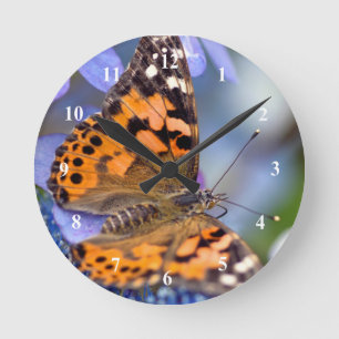 Horloge murale en acrylique à papillon peint
