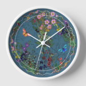 Horloge murale en acrylique bleu fleur sauvage vin (Recto)