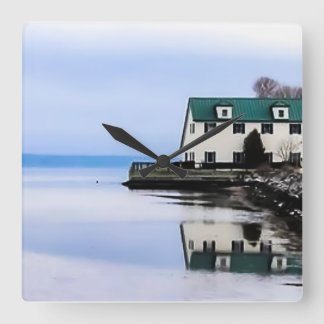 Horloge murale en acrylique Carré de la maison de 