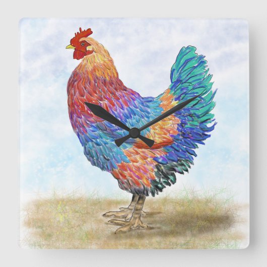 Horloge murale en acrylique Coq (Recto)
