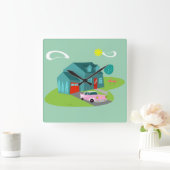 Horloge murale en acrylique de la maison de banlie (Maison)