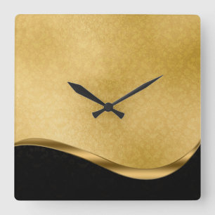 Horloge murale en acrylique noir et or