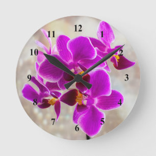 Horloge murale en acrylique Orchidée violette