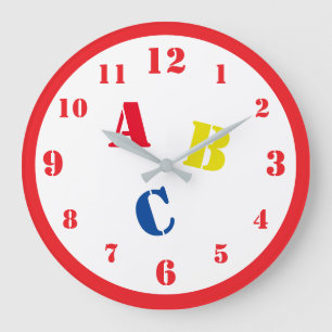 Horloge murale en acrylique pour nurserie ABC